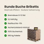 Runde Buche Briketts pallet 96 Packungen x 10 kg (960 kg) – Bild 3