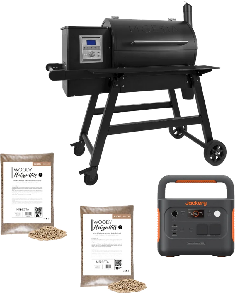 moesta-jackery-pro-bundle-1000-black.jpg Moesta Pelletgrill Sheriff 2.0 + tragbare Powerstation Jackery Explorer 1000 / schwarz – Bild 1